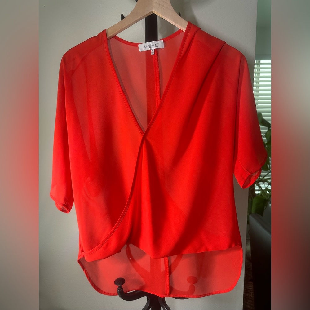 Women's WAYF Coral Sheer Wrap Top - size small